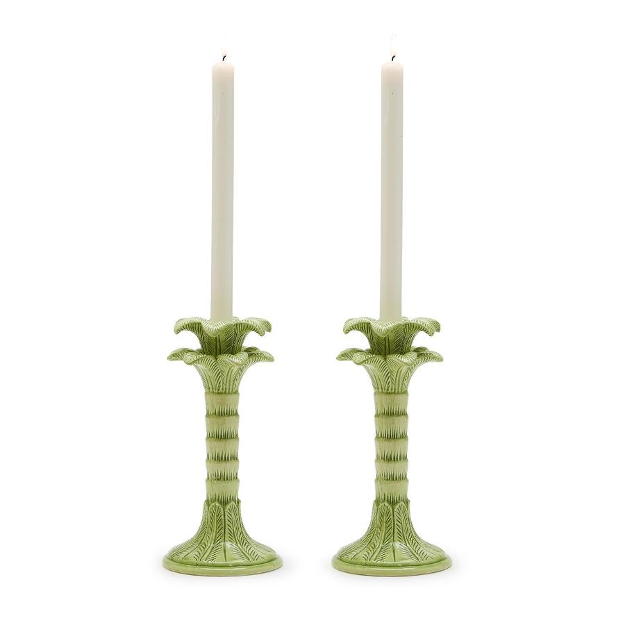 Green palm candle sticks 