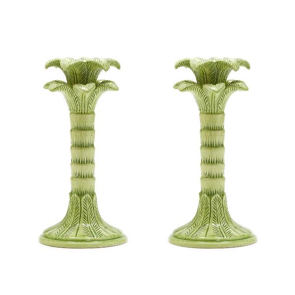 Green palm candle sticks 