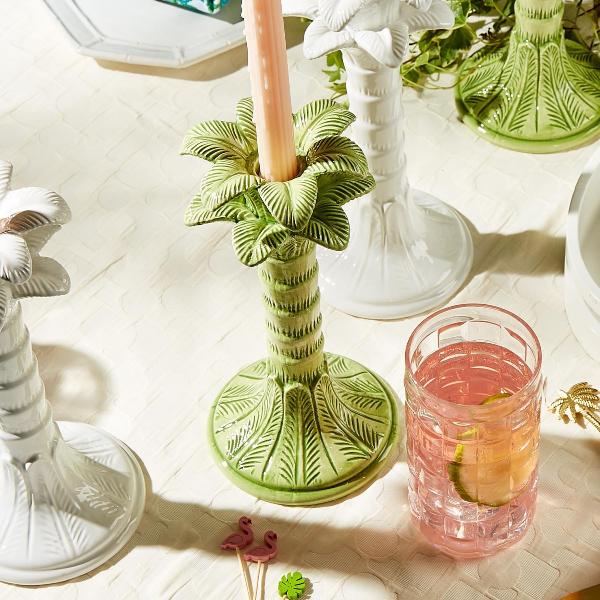 Green palm candle sticks 