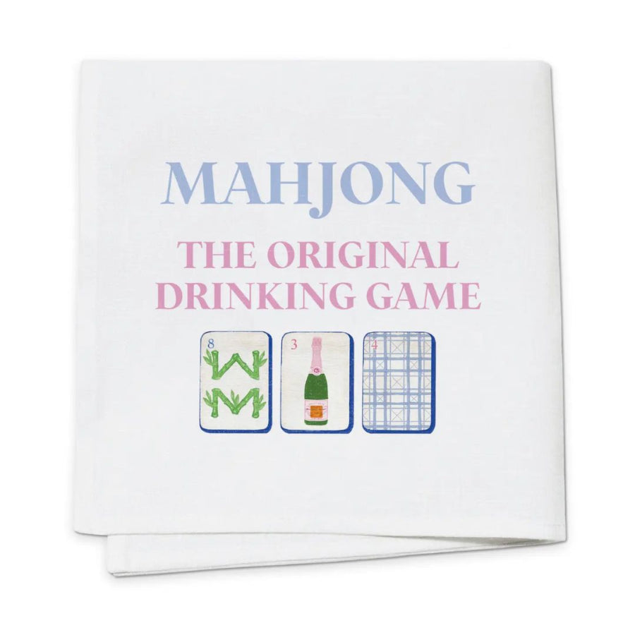 Packaging of Mahjong game with text 'Mahjong The Original Drinking Game' on a white background
