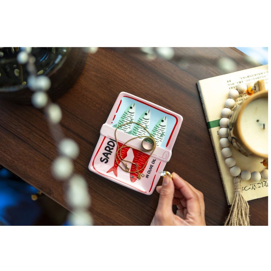 Sardine trinket tray in pink and blue