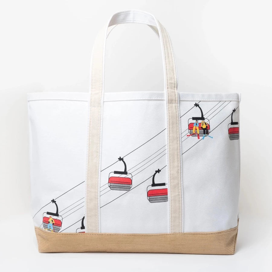 ski lift chair canvas tote bag 