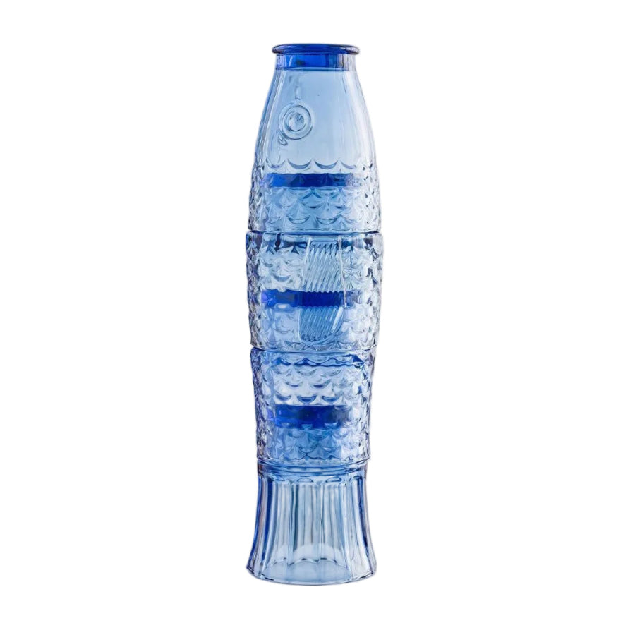 blue fish stacked drinking glasses 