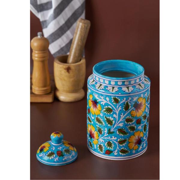 blue floral kitchen ginger jar