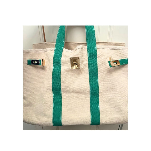 boatkin green canvas tote bag