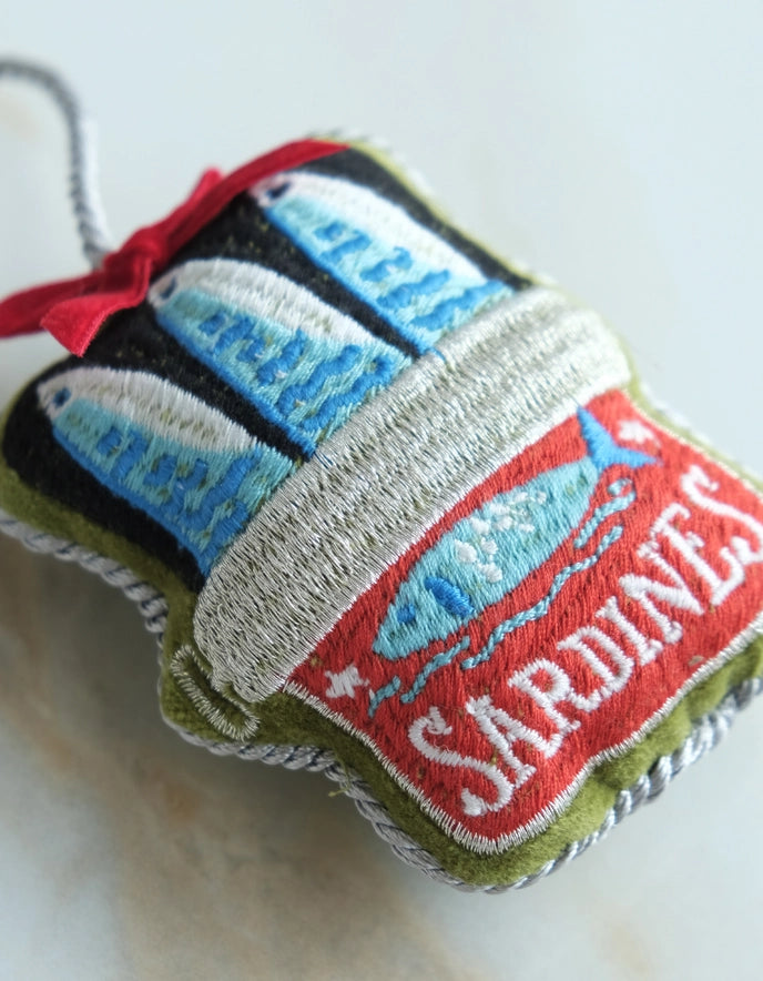 embroidered sardines xmas ornament