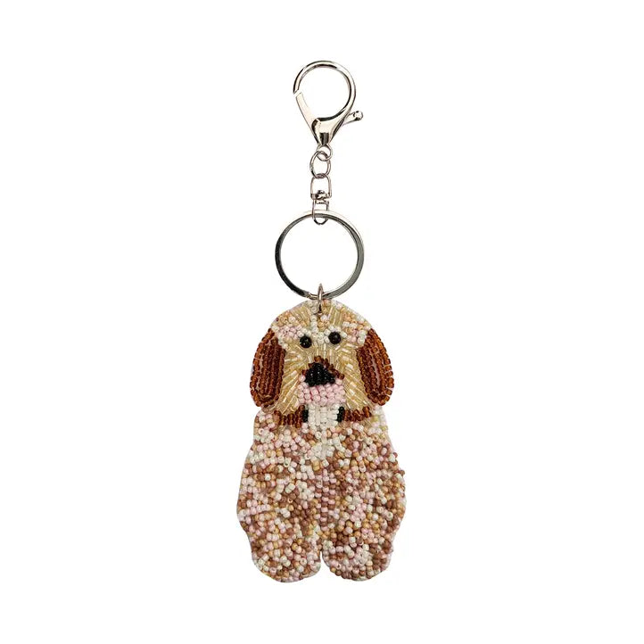 golden doodle beaded bag charm