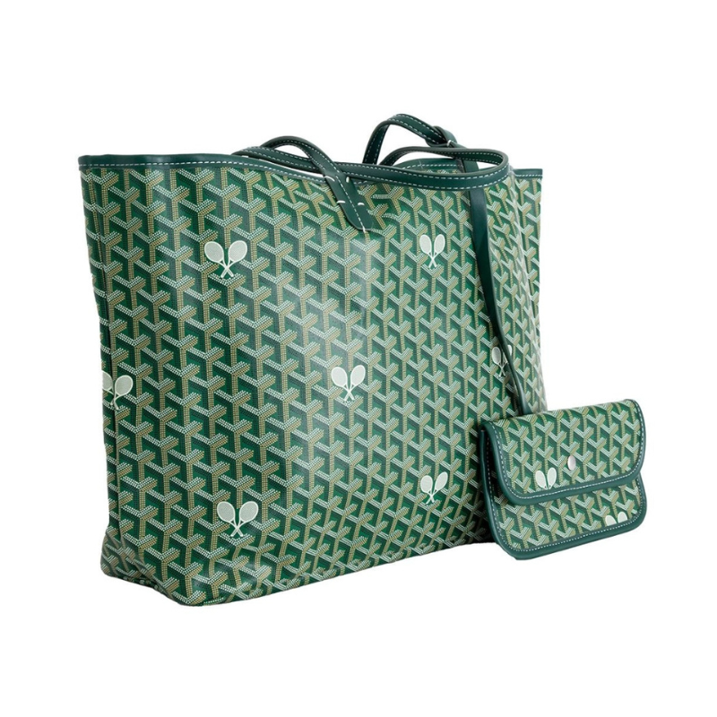 green tennis print tote goyard style bag