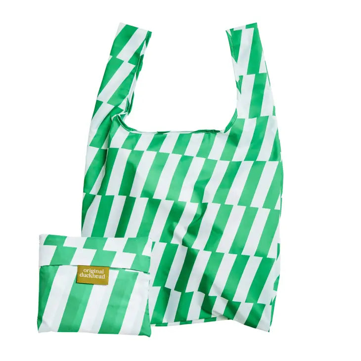 green anf white reusable bag