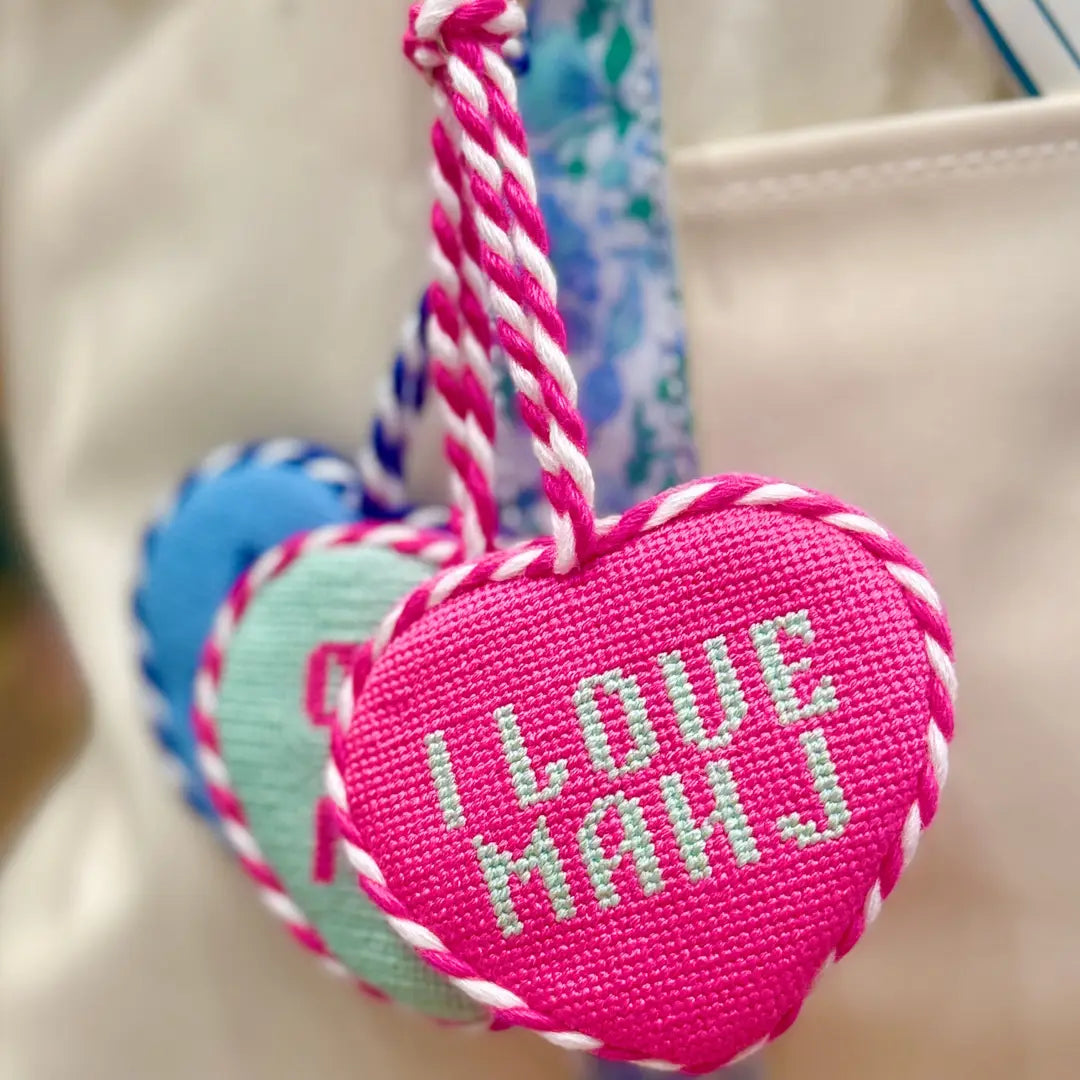 mahjong needlepoint bag charm