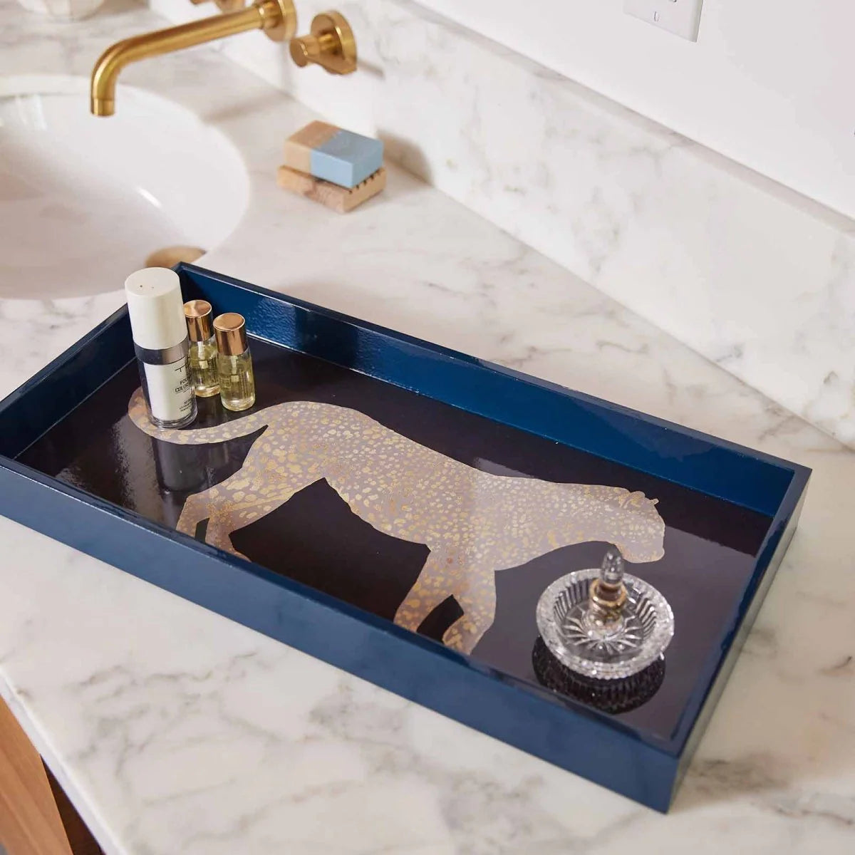 decorative leopard wooden tray