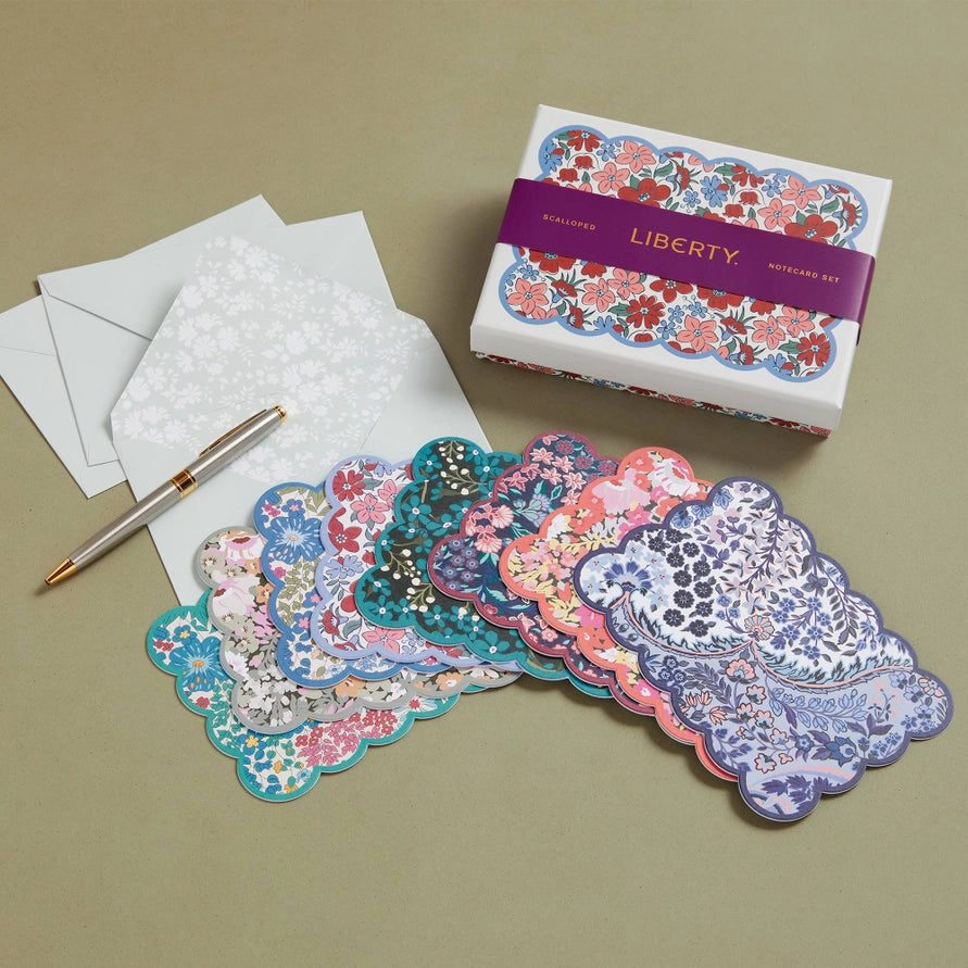 liberty london scalloped note cards designs