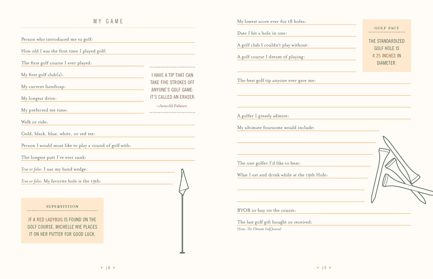 the ultimate golf journal pages