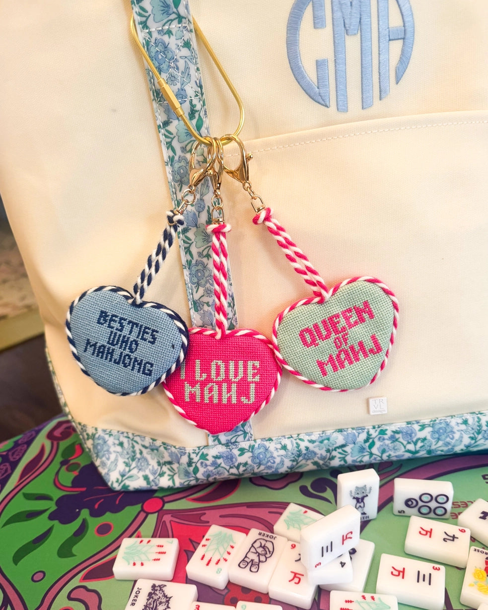 cute needlepoint mahjong bag charms