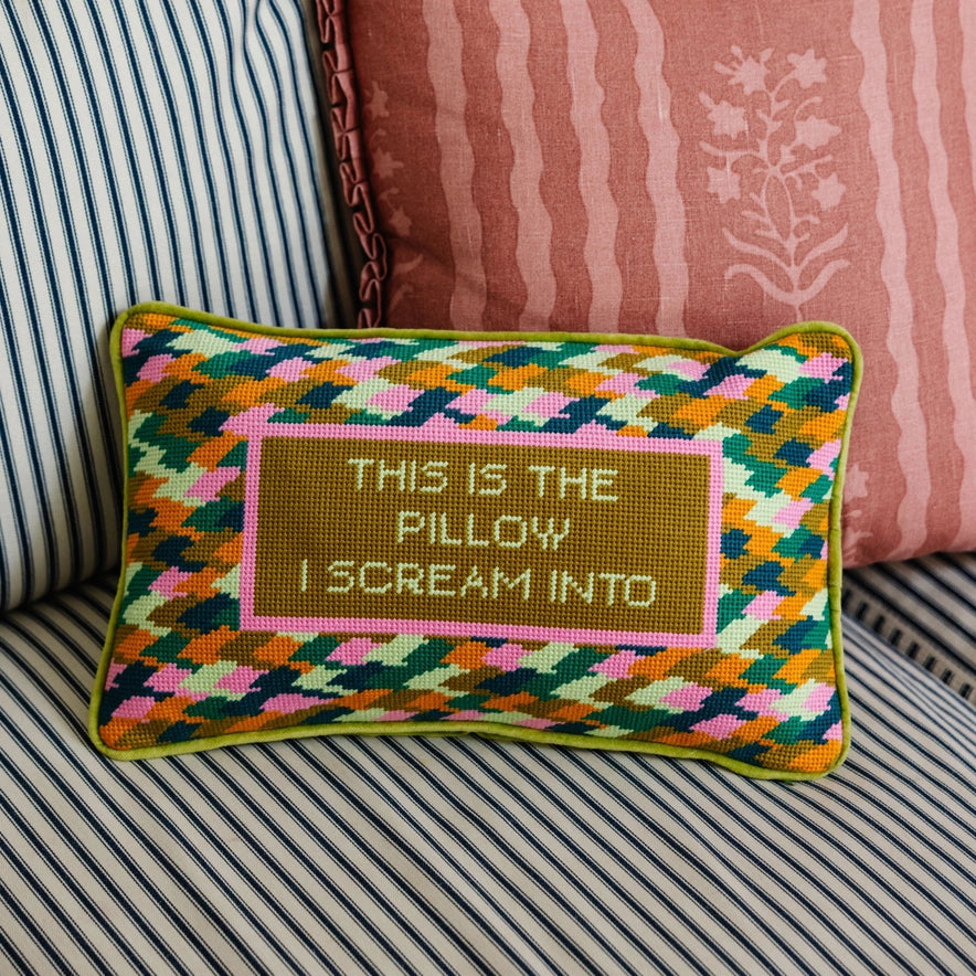 "This is the Pillow I Scream Into" Needlepoint Pillow