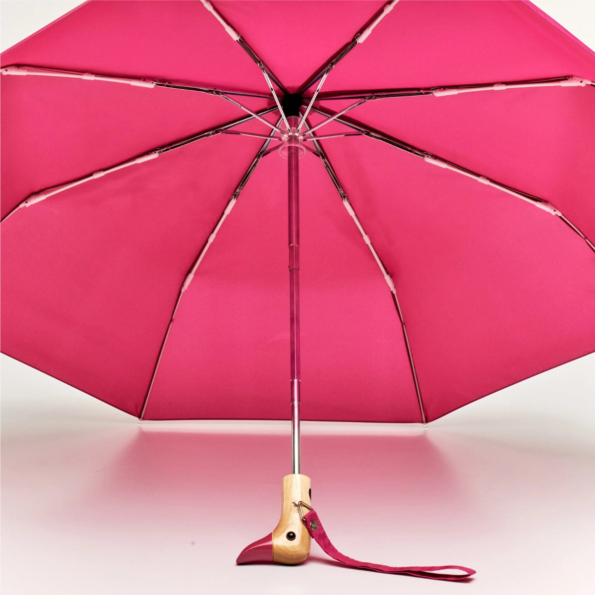 pink duck umbrella inside