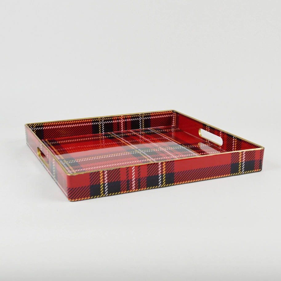 red plaid tray