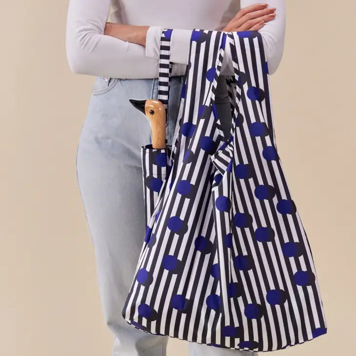 striped reusable bag