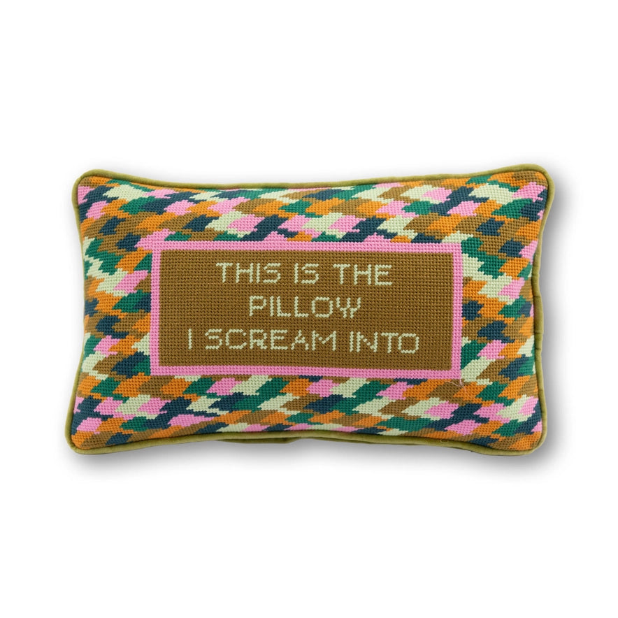 "This is the Pillow I Scream Into" Needlepoint Pillow