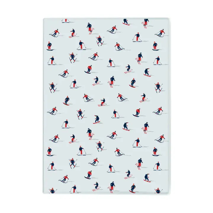 cutting board with skiers print