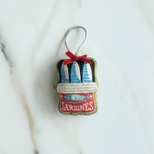 embroidered sardines christmas ornament