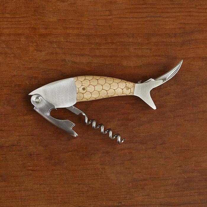 wood fish bottler opener