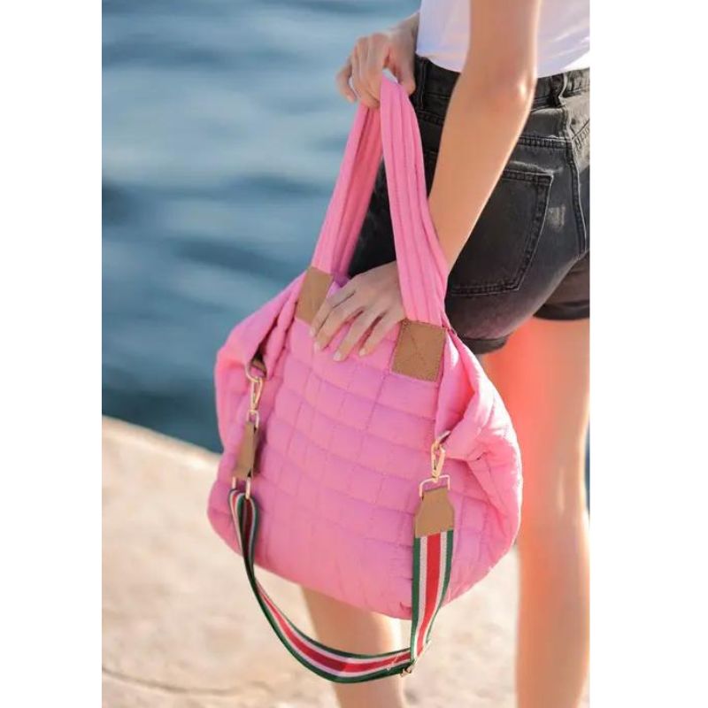 pink tote bag