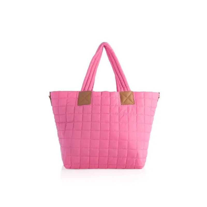 pink nylon tote bag